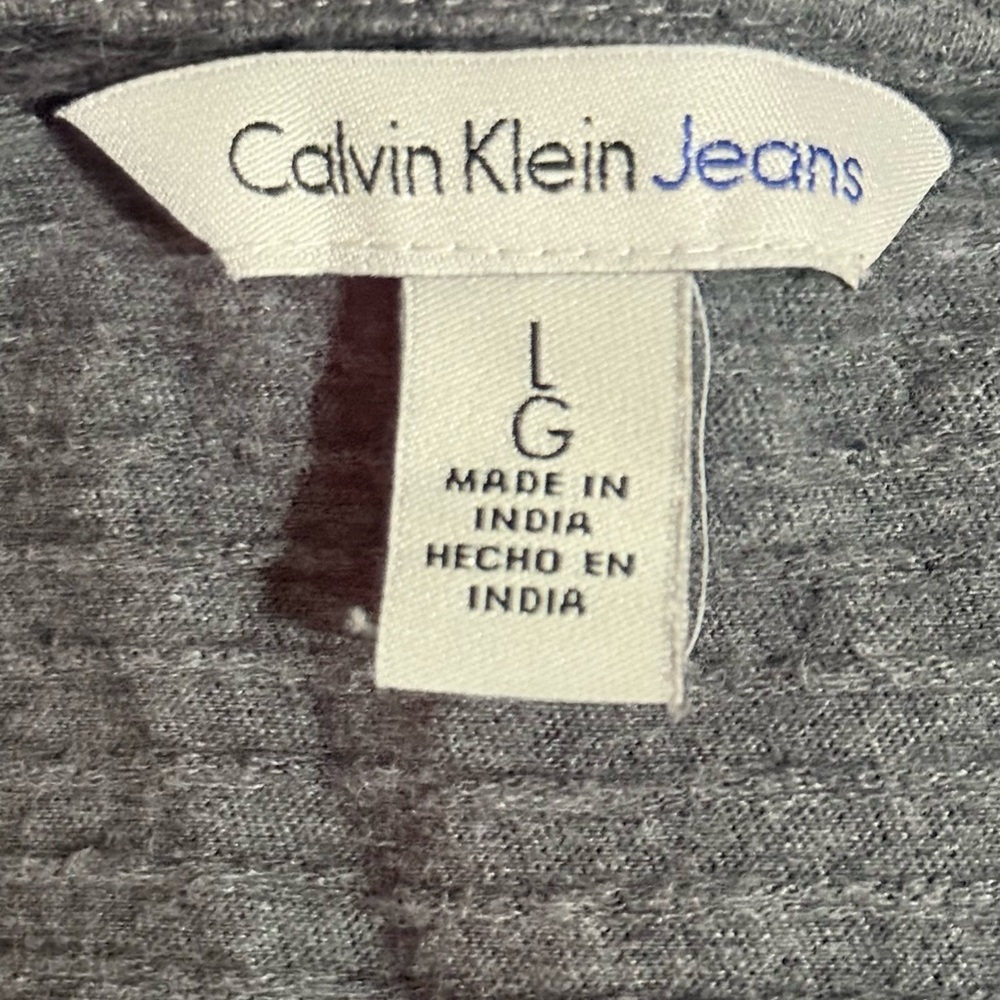 Calvin Klein Men’s Quarter-Zip Pullover Sweater Gray 100% Cotton Size LG - Picture 3 of 15
